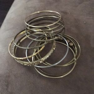 Lot of 13 gold metal bracelets